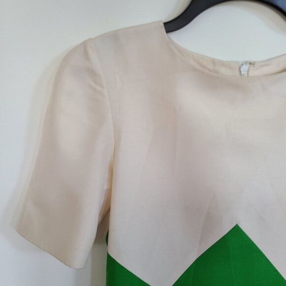 Richard Warren 100% Silk Dress Color Block Cream Green Navy Size 4 Hong Kong - Picture 3 of 16